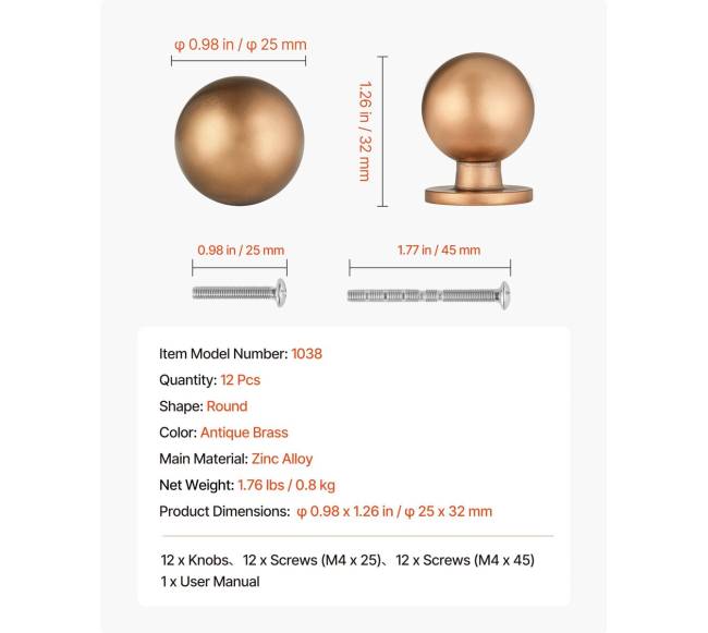 Spintelės rankenėlės, 12 vnt., antikinės žalvario6