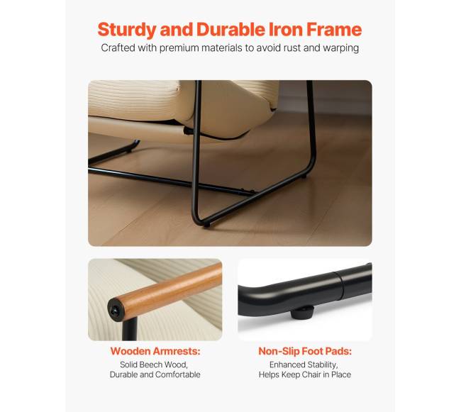 Metalinė minkšta kėdė su medinėmis atramomis4