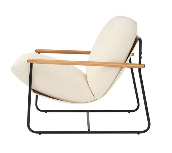 Metalinė minkšta kėdė su medinėmis atramomis8