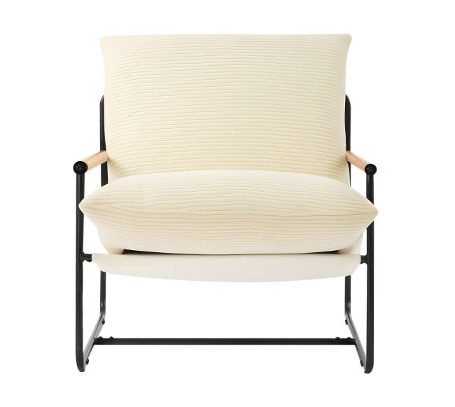 Metalinė minkšta kėdė su medinėmis atramomis9