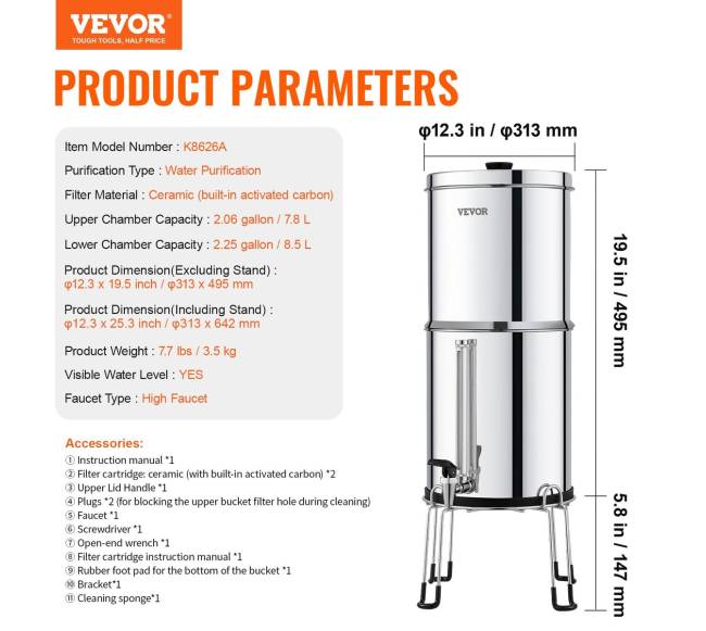 Gravitacinė vandens filtravimo sistema 2.25G6