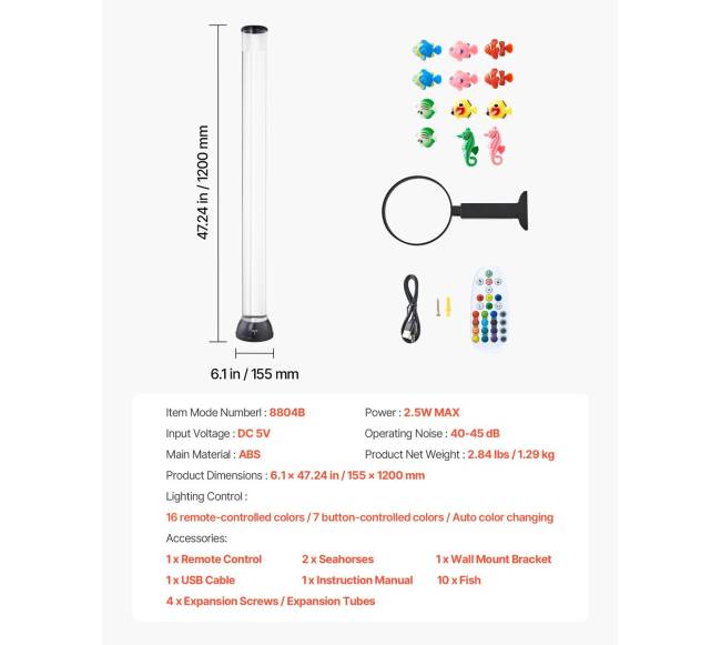 120 cm sensorinė burbulinė lempa6