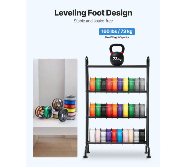 3D spausdintuvo siūlų laikymo lentyna su ratukais3