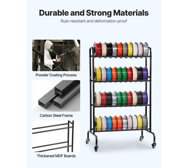 3D spausdintuvo siūlų laikymo lentyna su ratukais4