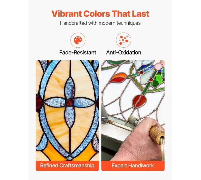 Vitražo langas su grandine, 813 x 250 mm2