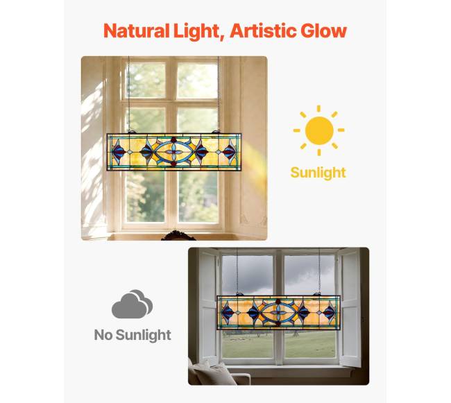 Vitražo langas su grandine, 813 x 250 mm3