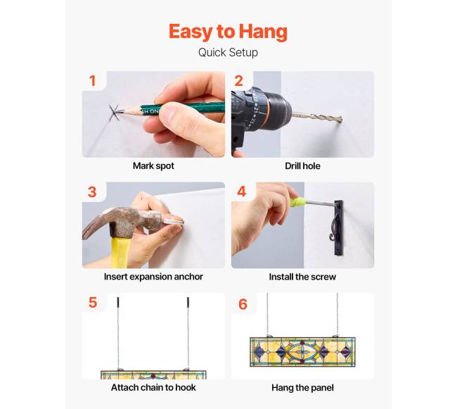 Vitražo langas su grandine, 813 x 250 mm5