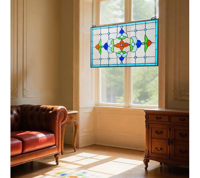 Tifanio stiliaus vitražo lango panelė7