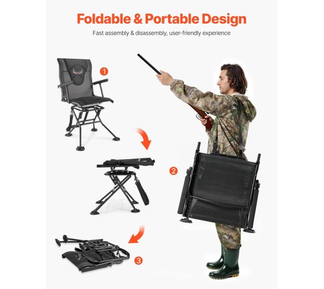 Medžioklės kėdė, 360 tyli sukimasis4