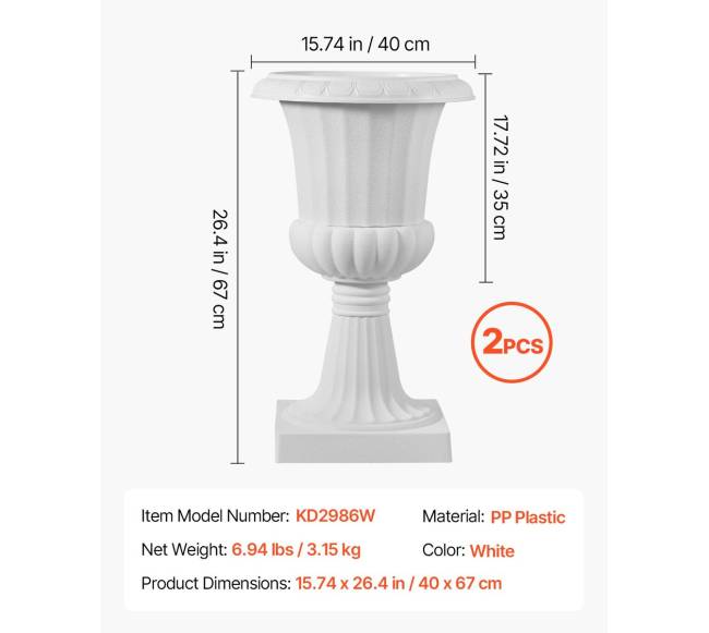 Plastikiniai urnos vazonai, 40 x 67 cm, 2 vnt.2