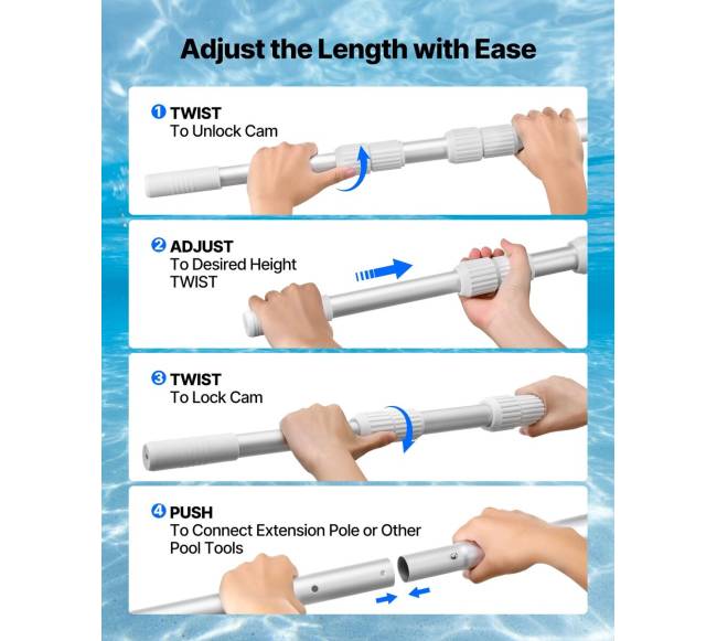 Reguliuojamas baseino valymo teleskopinis kotas3