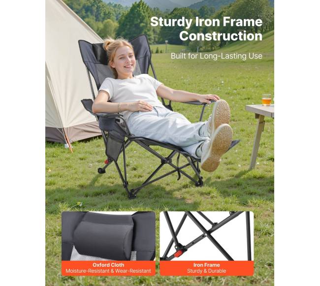 Reguliuojama sulankstoma kėdė stovyklavimui2