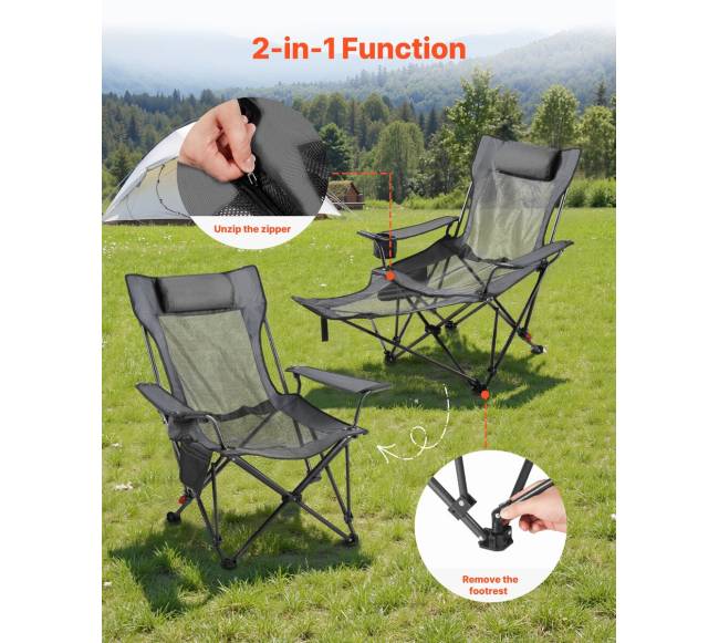 Reguliuojama sulankstoma kėdė stovyklavimui4