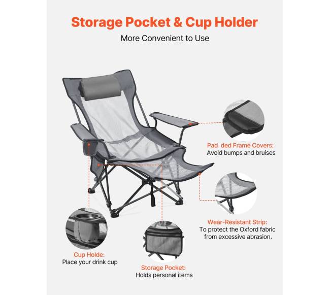 Reguliuojama sulankstoma kėdė stovyklavimui5