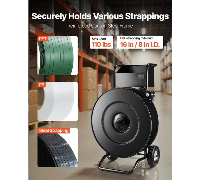 Diržų vežimėlis su diskiniu stabdžiu ir dėklu1