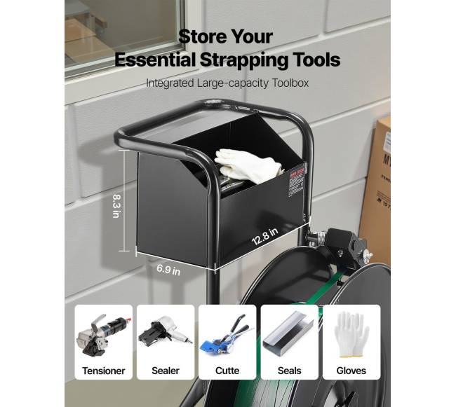 Diržų vežimėlis su diskiniu stabdžiu ir dėklu5