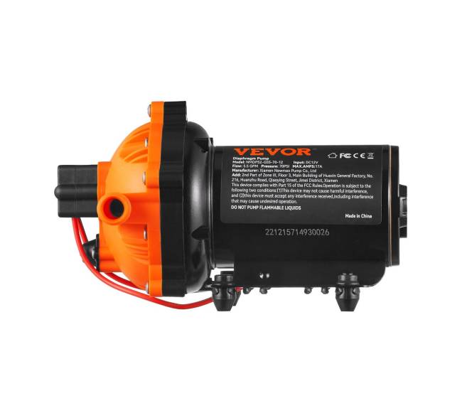 Vandens diafragminis siurblys, 12V, 5.5 GPM, 70 PSI10
