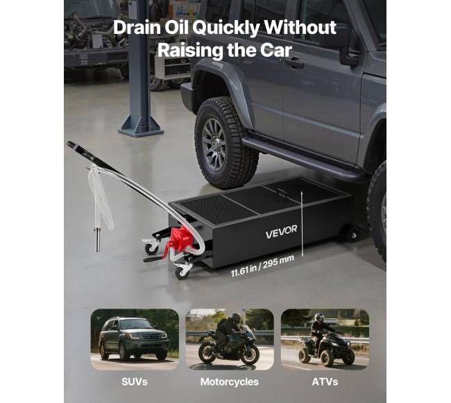 Žeminis tepalo surinkimo padėklas su rankine pompa3