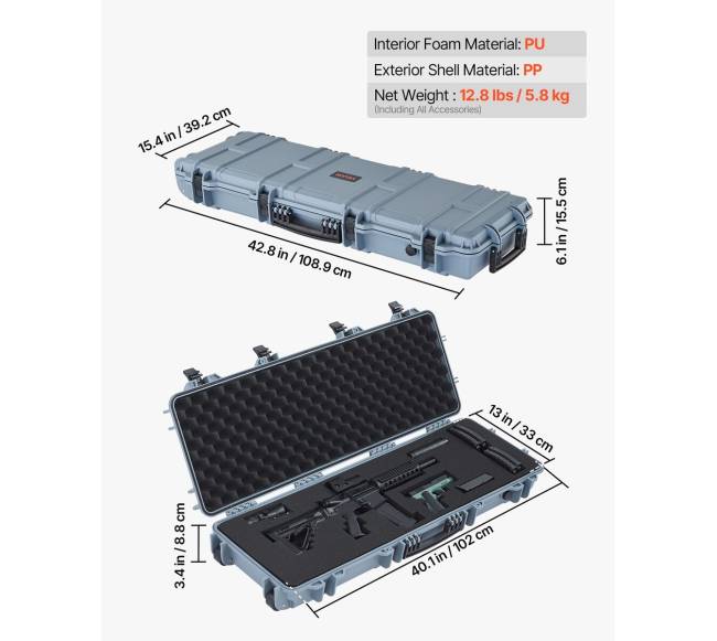 Kietas šautuvo dėklas su ratukais ir spynomis2