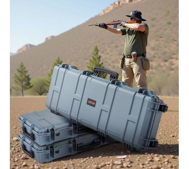 Kietas šautuvo dėklas su ratukais ir spynomis7