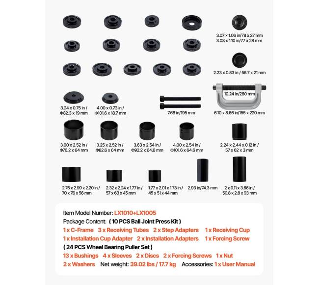 Guolių presavimo rinkinys, 10+24 vnt.6