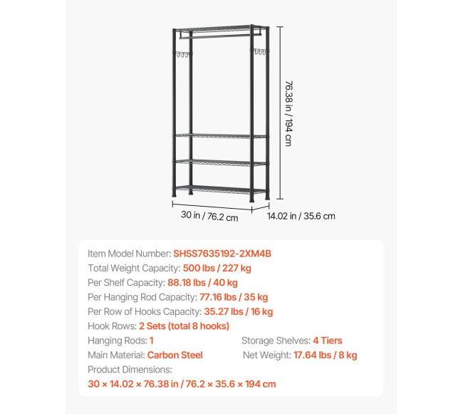 drabužių stovas su 4 reguliuojamais lygiais2
