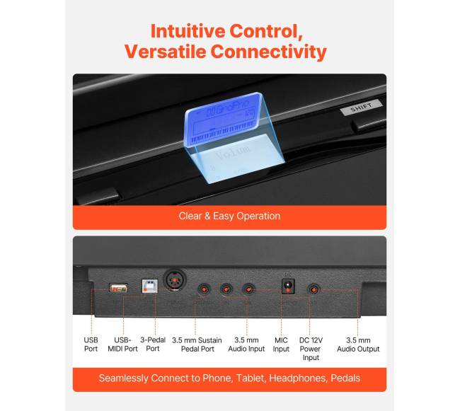 Skaitmeninis pianinas su svertinėmis klavišais, 88 klavišai5