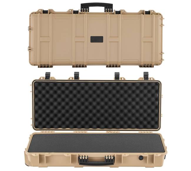 Tvirta rakinama šautuvų dėžė ant ratukų0