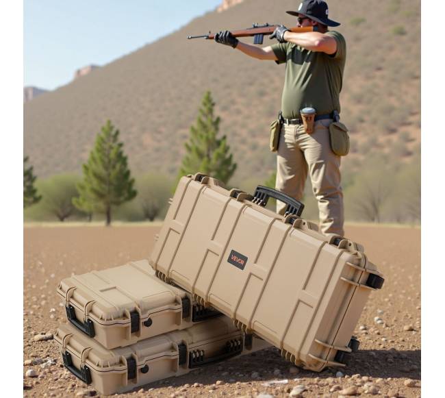 Tvirta rakinama šautuvų dėžė ant ratukų7