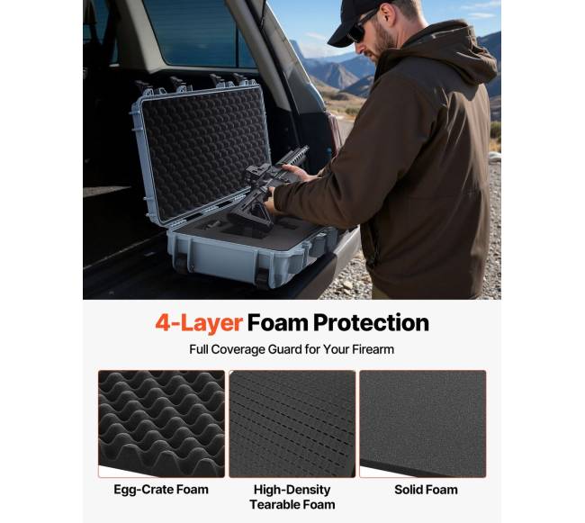 Tvirta šautuvo dėklas su užraktu ir putų sluoksniais3