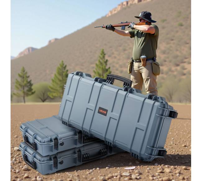 Tvirta šautuvo dėklas su užraktu ir putų sluoksniais7