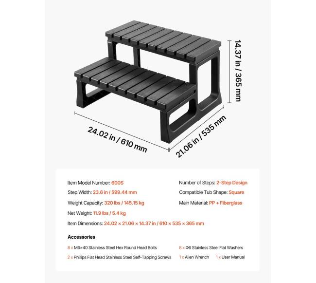 Karštųjų kubilų kopėčios 2 žingsnių6