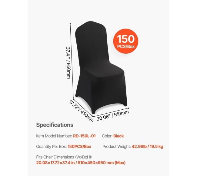 150 juodų kėdžių užvalkalų komplektas6