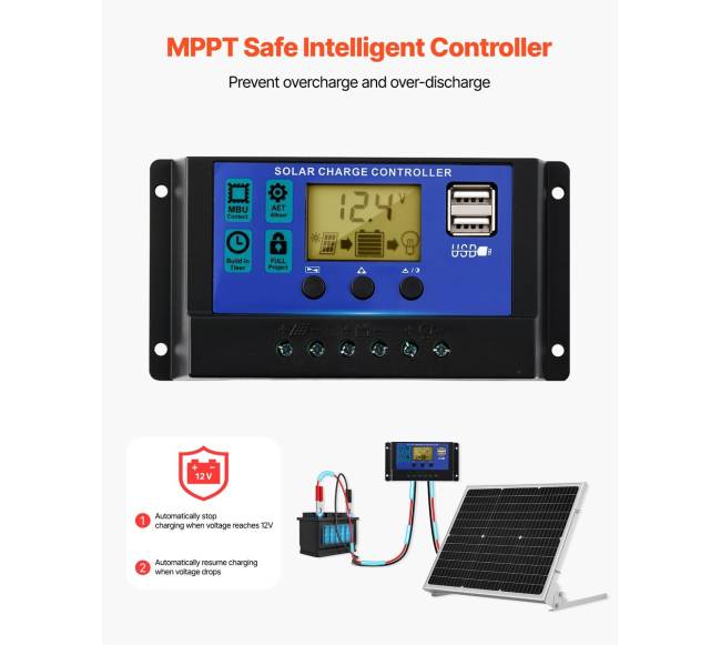 50W 12V saulės baterijos įkroviklis2