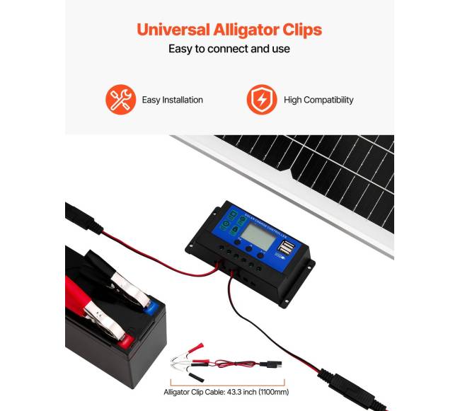 50W 12V saulės baterijos įkroviklis4