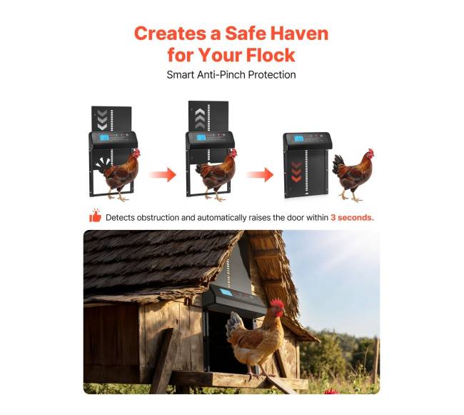 Automatinės vištidės durys su laikmačiu, juodos3