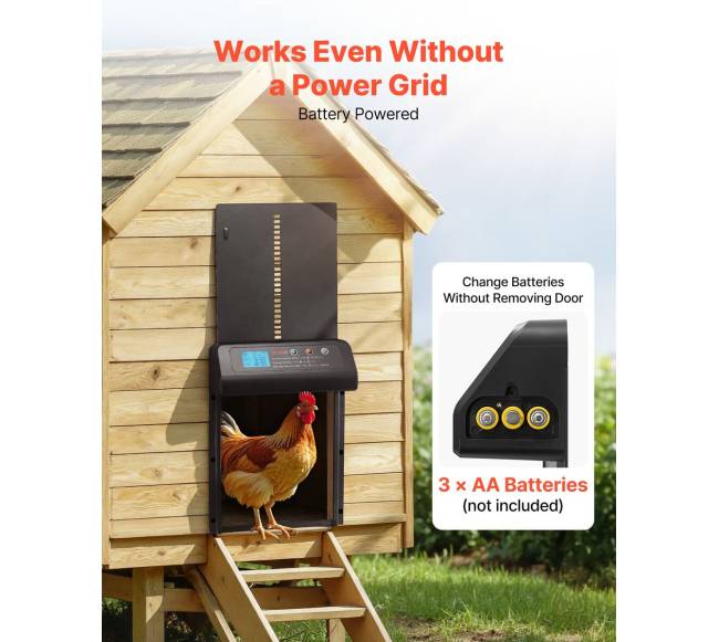 Automatinės vištidės durys su laikmačiu, juodos4