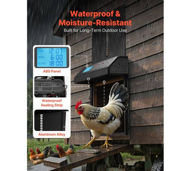 Automatinės vištidės durys su laikmačiu, juodos5