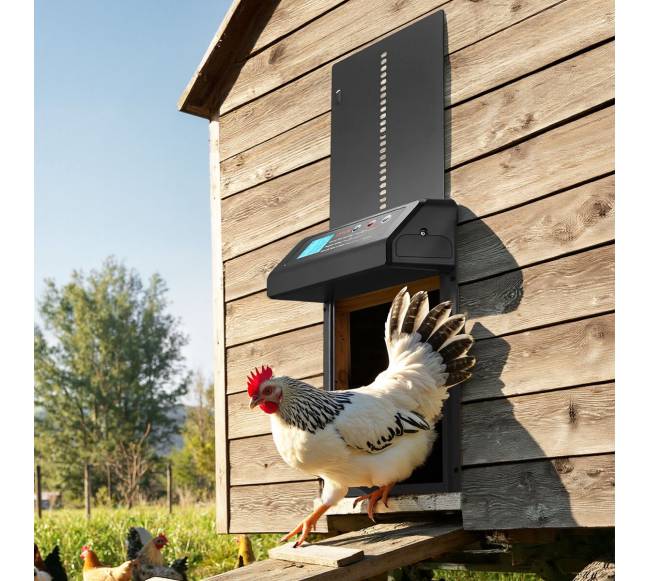 Automatinės vištidės durys su laikmačiu, juodos7