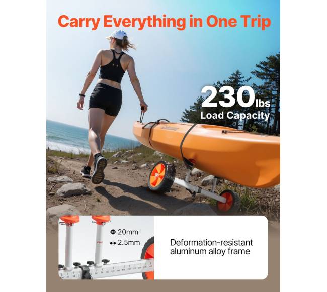 Kanojų ir baidarių vežimėlis su 25 cm PU ratais1