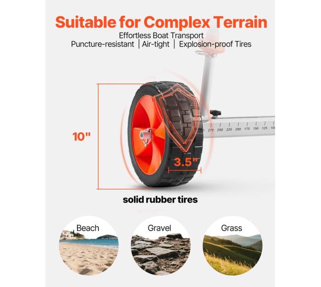 Kanojų ir baidarių vežimėlis su 25 cm PU ratais2