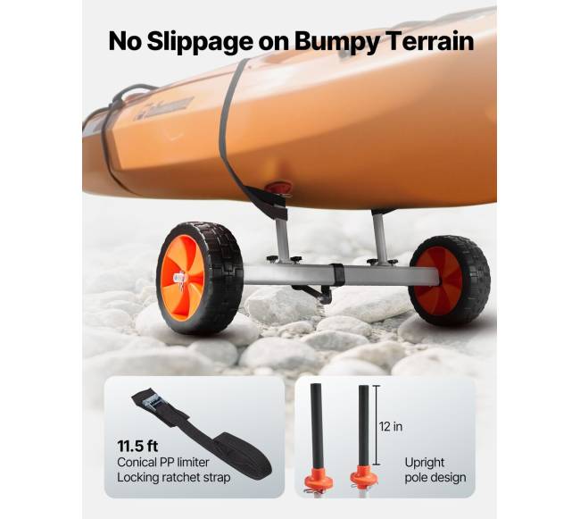 Kanojų ir baidarių vežimėlis su 25 cm PU ratais3