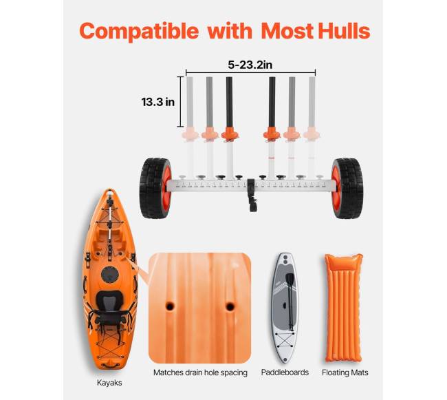 Kanojų ir baidarių vežimėlis su 25 cm PU ratais4