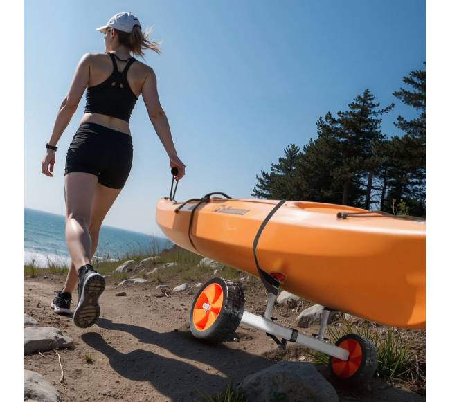 Kanojų ir baidarių vežimėlis su 25 cm PU ratais7