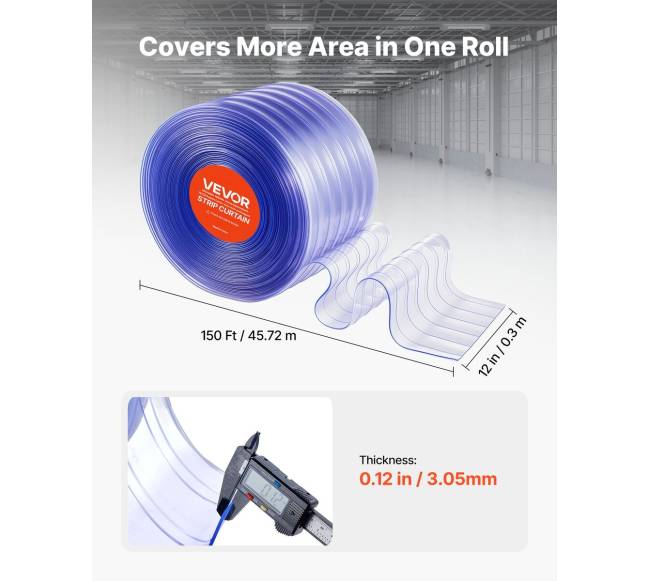 Skaidri PVC užuolaida 45,7 m x 30,5 cm1