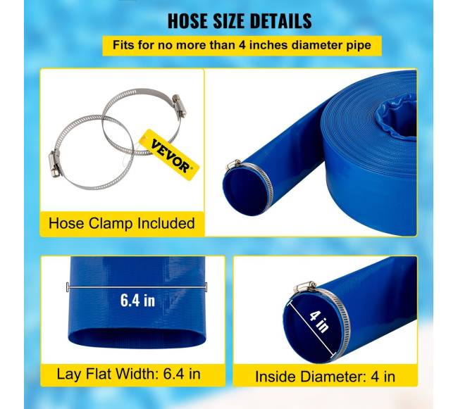 Išleidimo žarna PVC, 4" x 32 m, mėlyna3