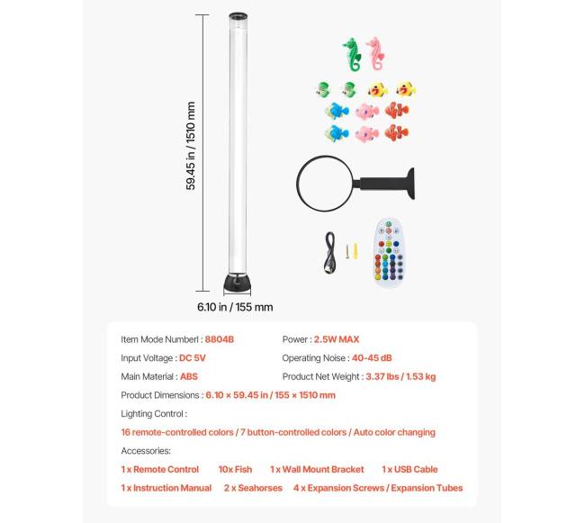 Lempos burbulų vamzdis su 16 spalvų 150 cm6