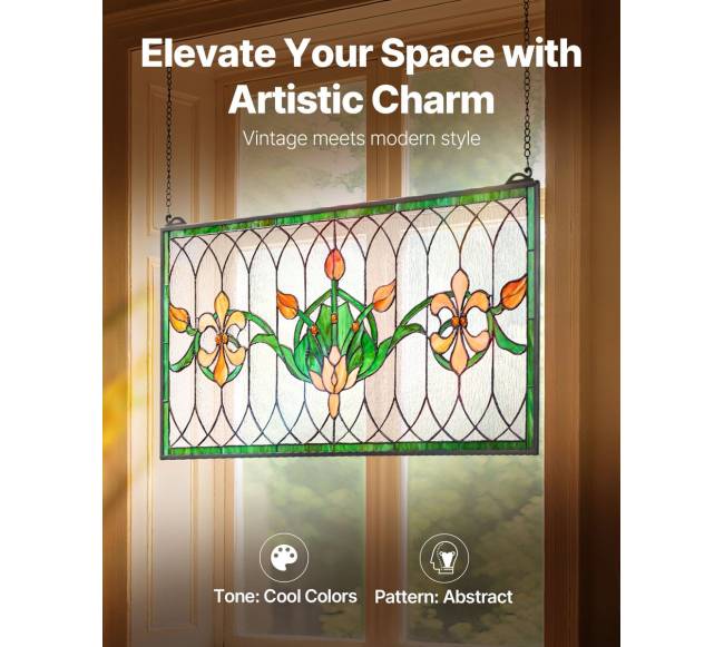 Vitro lango panelė 810 x 433 mm, tiffany stilius1