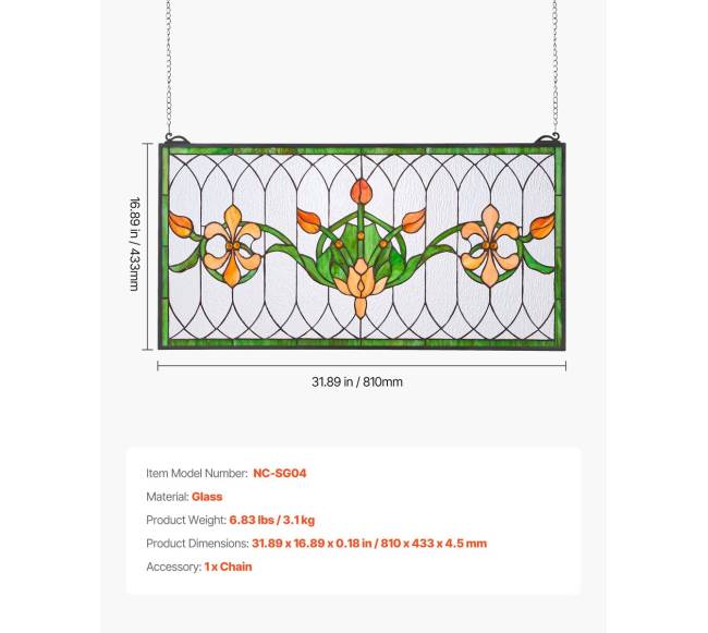 Vitro lango panelė 810 x 433 mm, tiffany stilius6