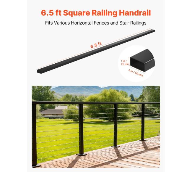 Nerūdijančio plieno turėklai, 198 cm, juodi1